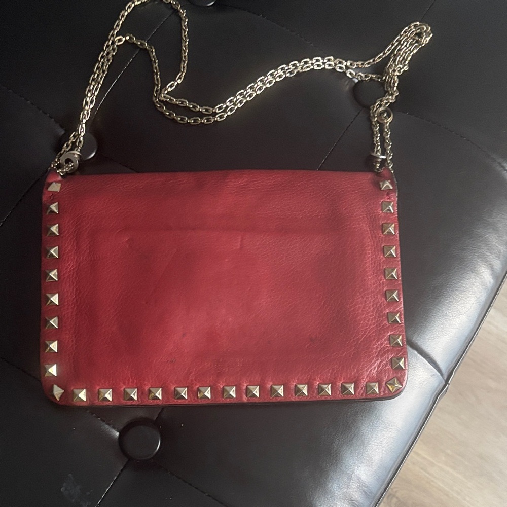 Valentino By Mario Valentino Red Studded Crossbody Bag